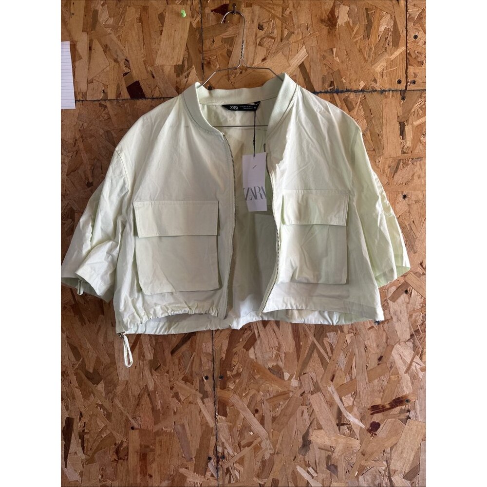 NWT ZARA  Cropped Top Shirt Zip Down  Size XL